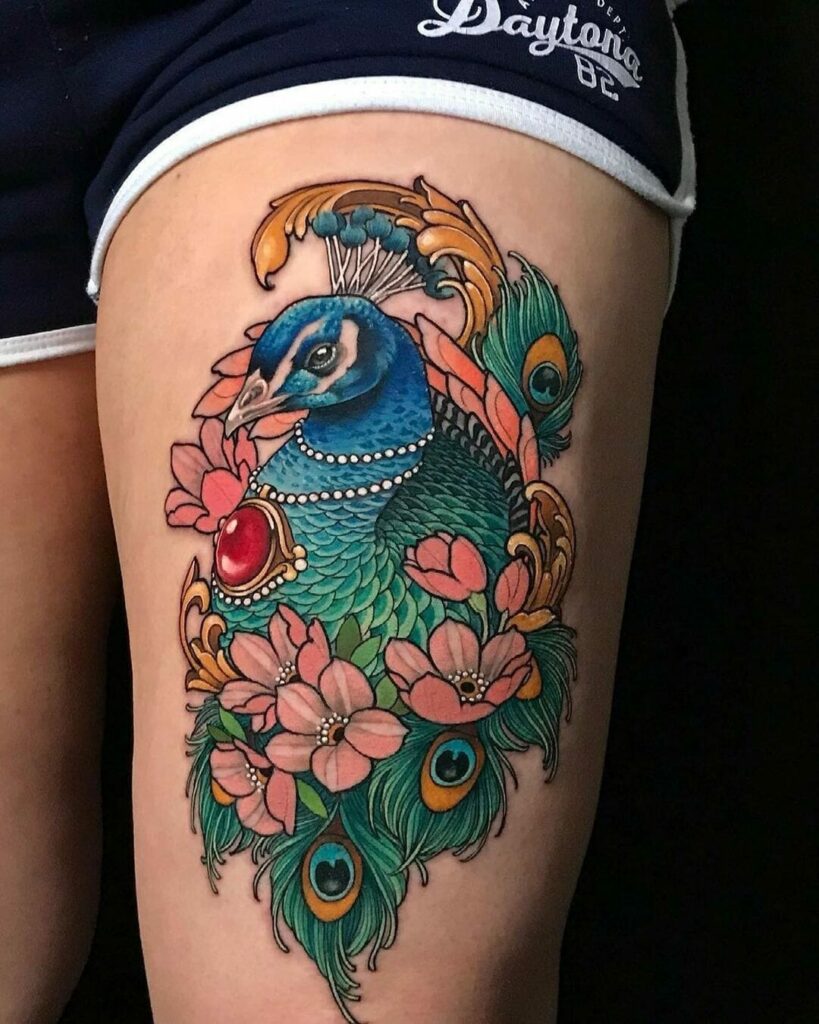 Royal Peacock Tattoo Idea