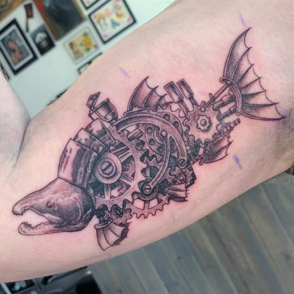 Salmon Clockwork Tattoo
