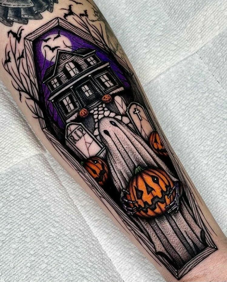 Scary Coffin Tattoo