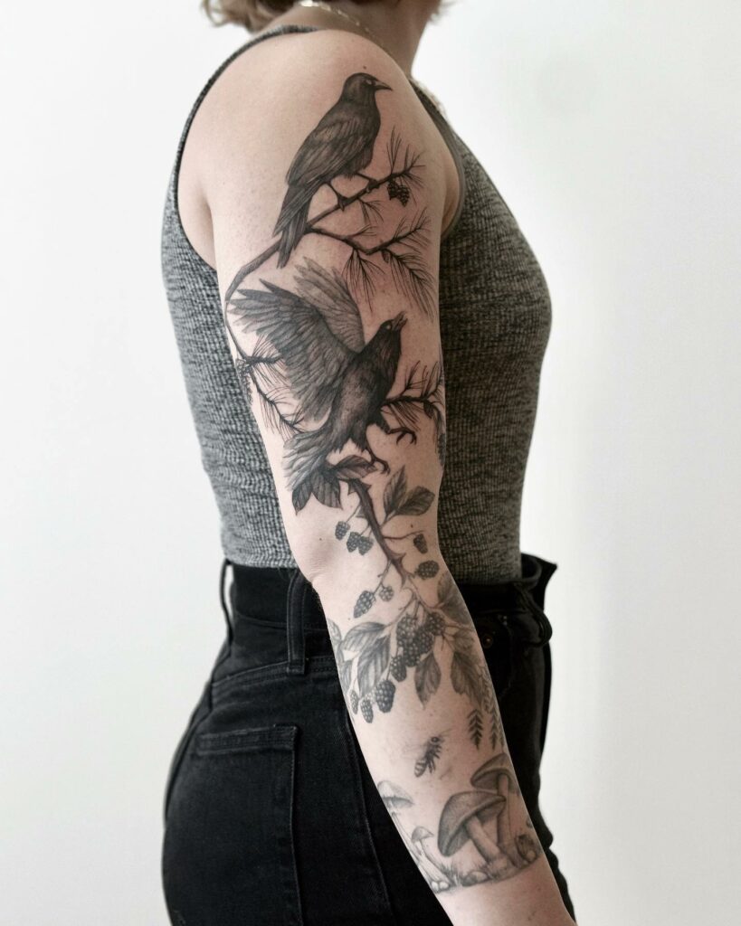 Scenic Bird Tattoo On Arm