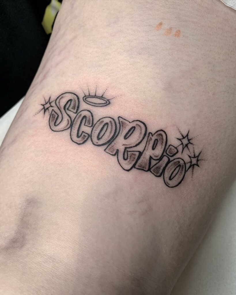 Scorpio Script Tattoo