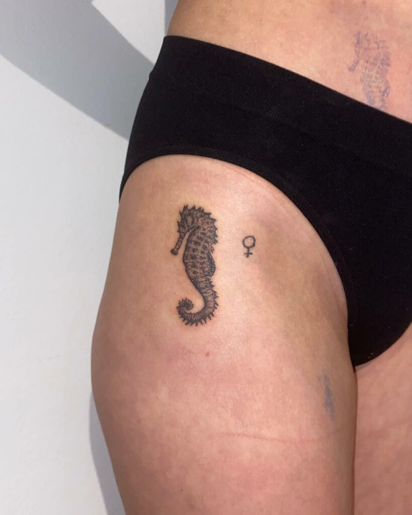 Seahorse Small Hip Tattoo 