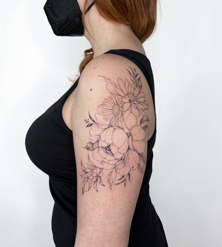 Shoulder Floral Tattoo