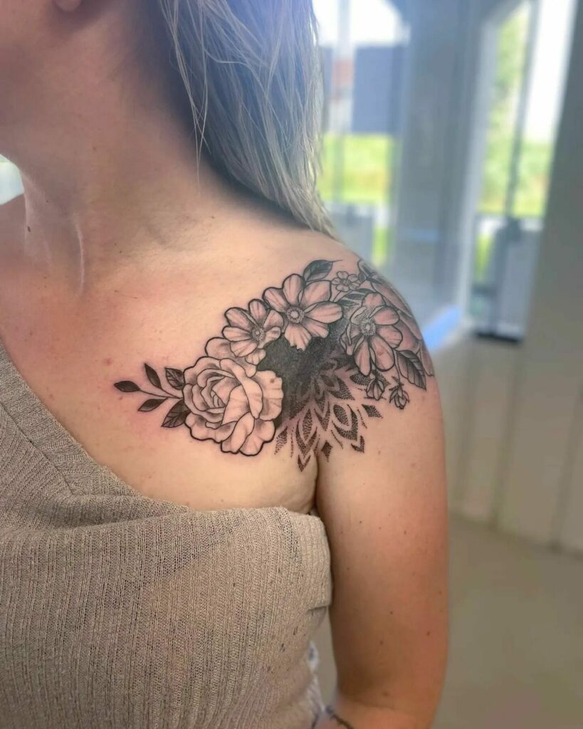 Update more than 80 shoulder tattoo flower designs super hot  thtantai2