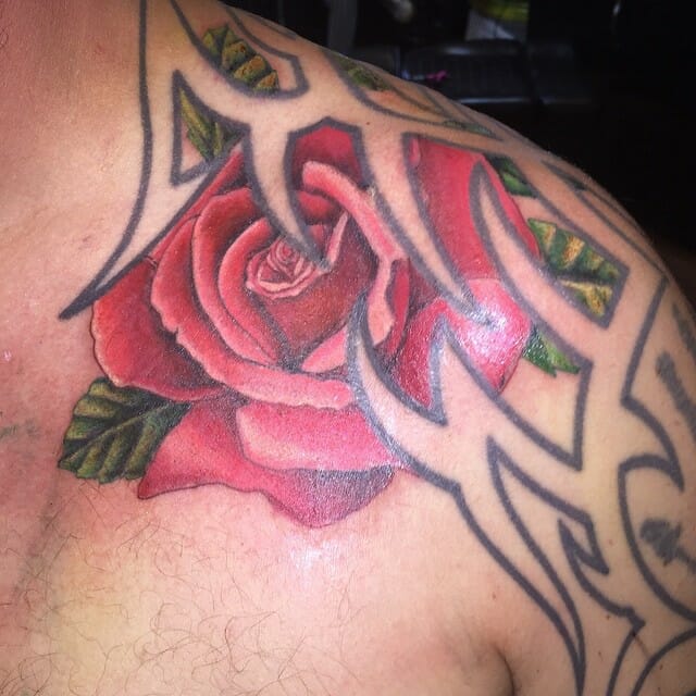 Shoulder Rose Tribal tattoo