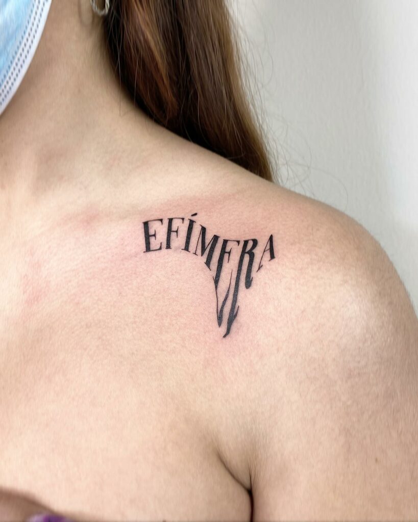 Shoulder Tattoo in Gothic Fonts