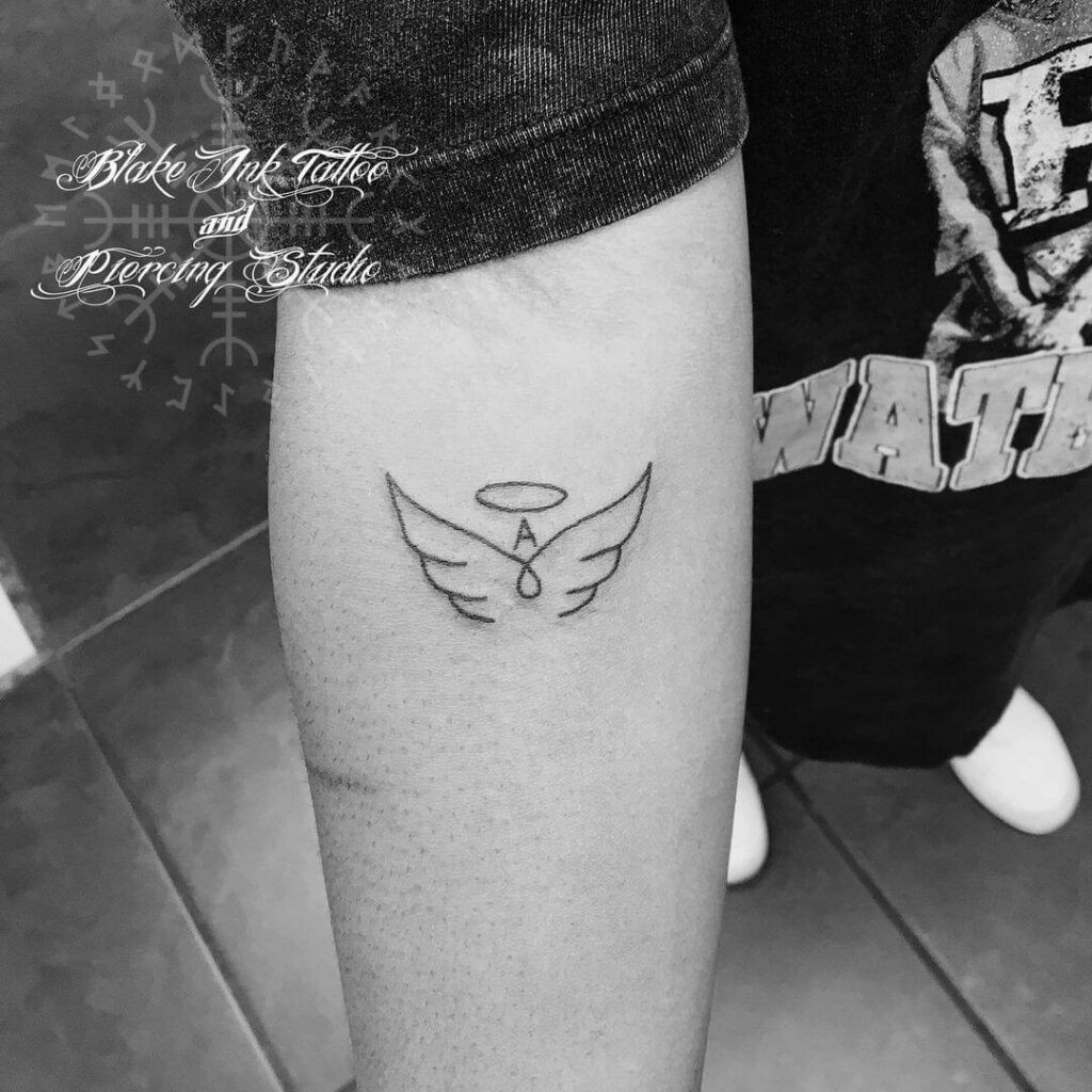 Simple Angel Outline Tattoo
