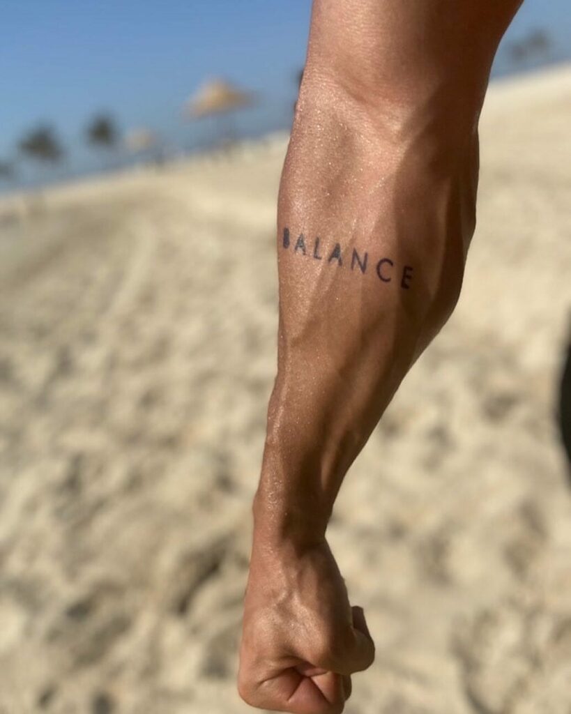 Simple Balance Quote Tattoo