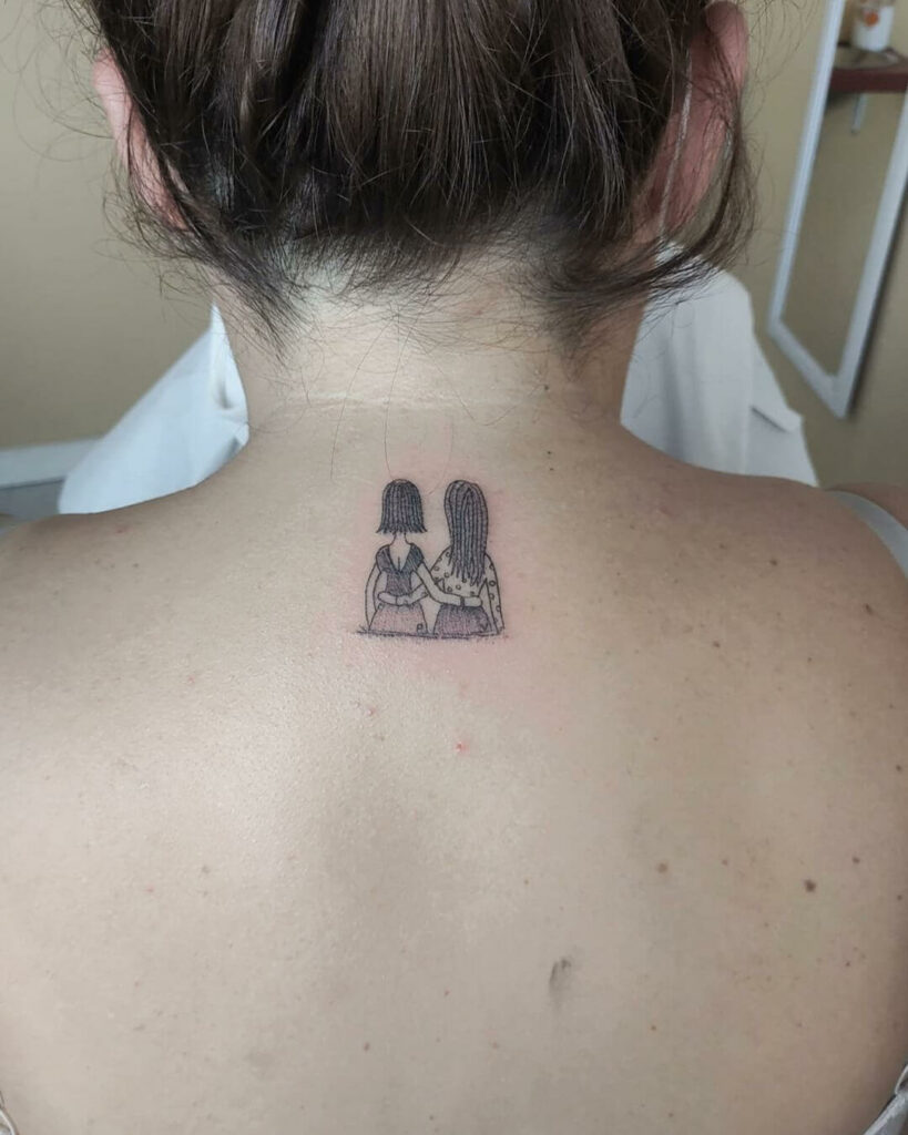Simple Friends Sitting Together Tattoo