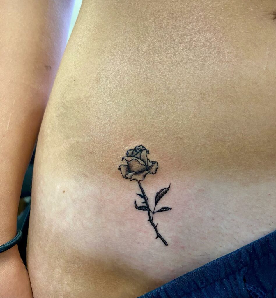 Simple Little Rose Hip Tattoo