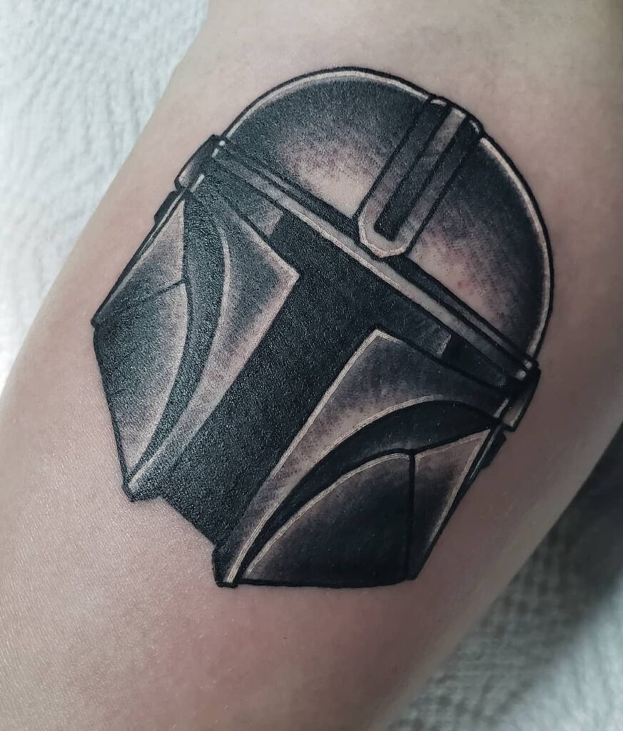 Tattoos By Vinny Fiorenzo  Mandalorian helmet and some peonies to wrap up  the weekend More Star Wars tattoos yall If you would like to get  tattooed DM or email  appointmentsvinnyfiorenzogmailcom 