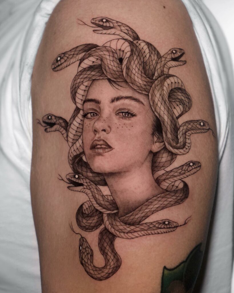 Simple Medusa Hand Tattoo