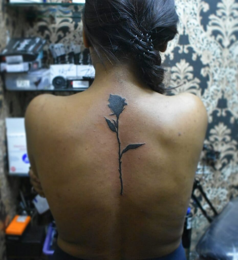 Simple Rose Tattoo For Back
