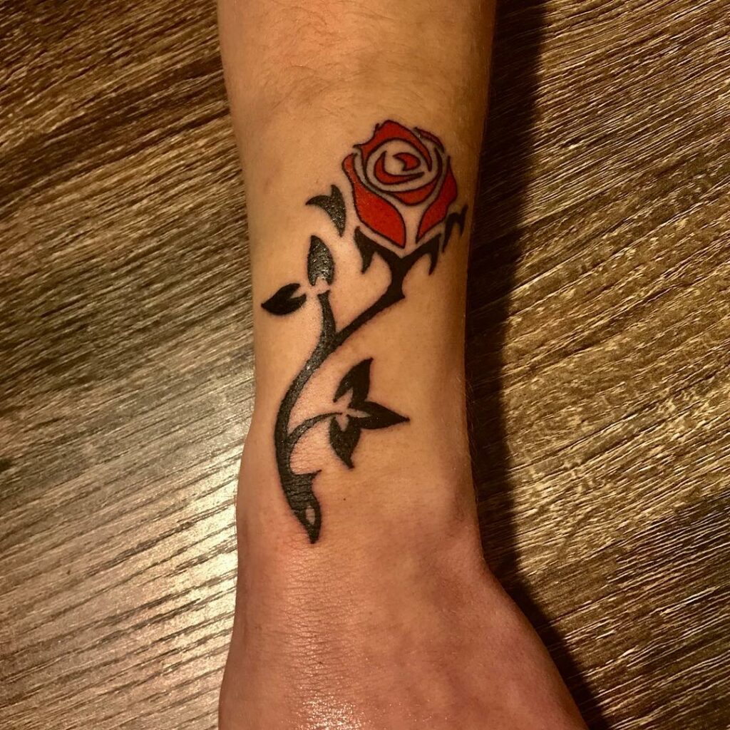 Simple Rose Tribal Tattoo