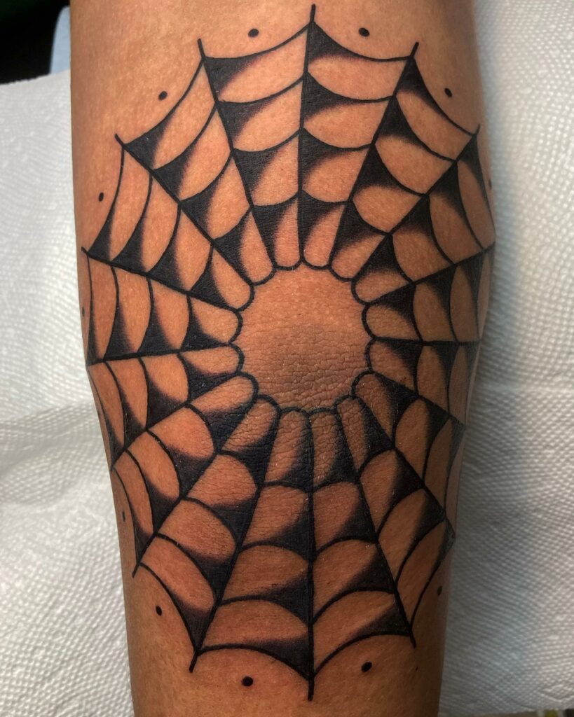 Simple Spider Web Elbow Tattoo