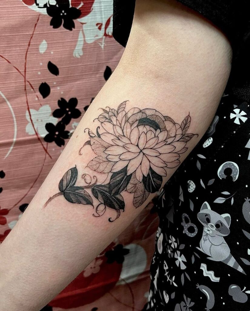 Simple Tattoo Idea With Chrysanthemum's Petals