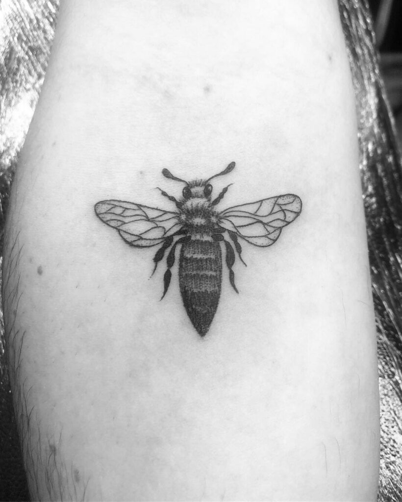Simplistic Black And White Queen Bee Tattoo