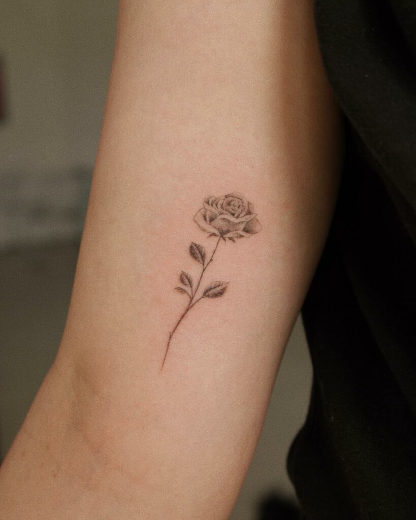 Simplistic Strand of Rose Tattoo