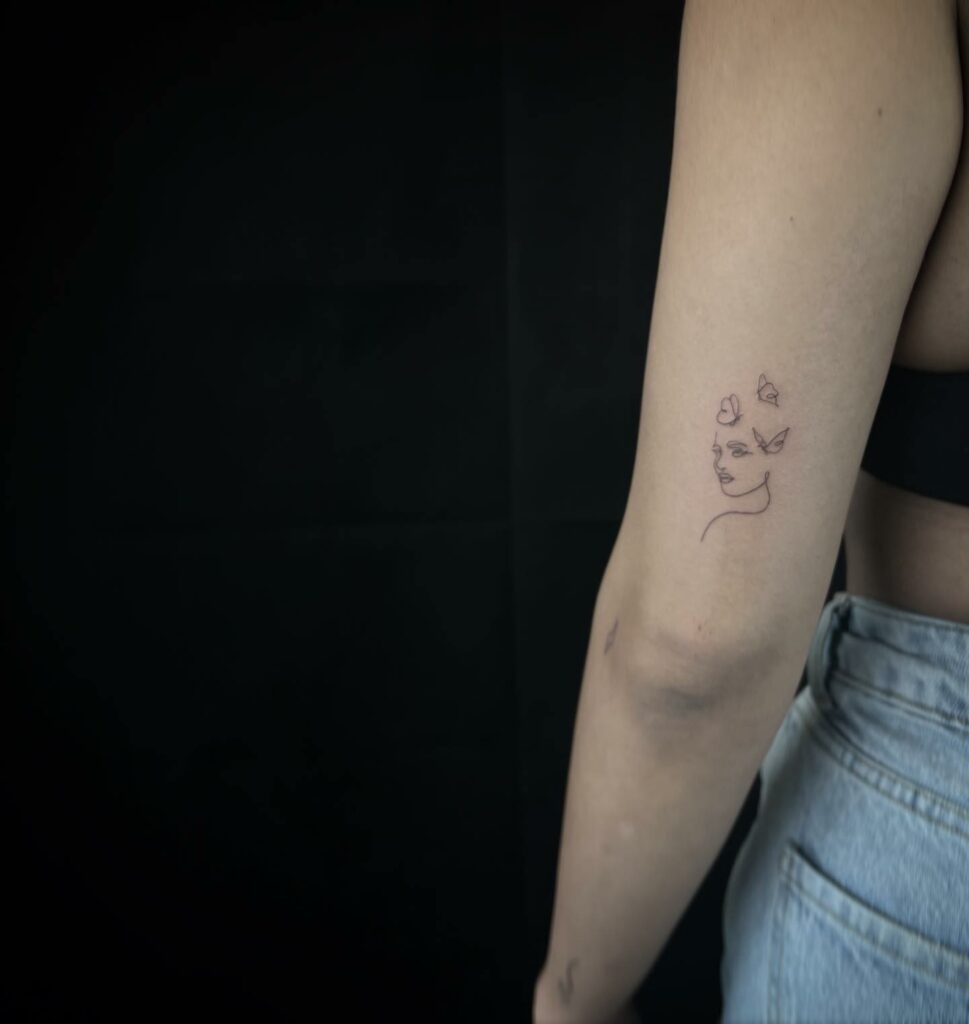 Single Line Lady Tattoo