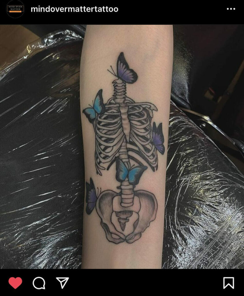 Skeleton And Butterfly Tattoo