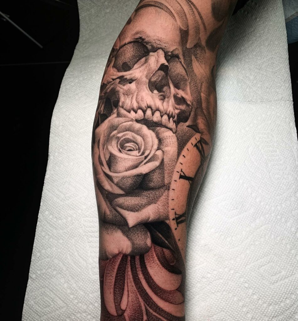 Skeleton Face Hand Tattoo