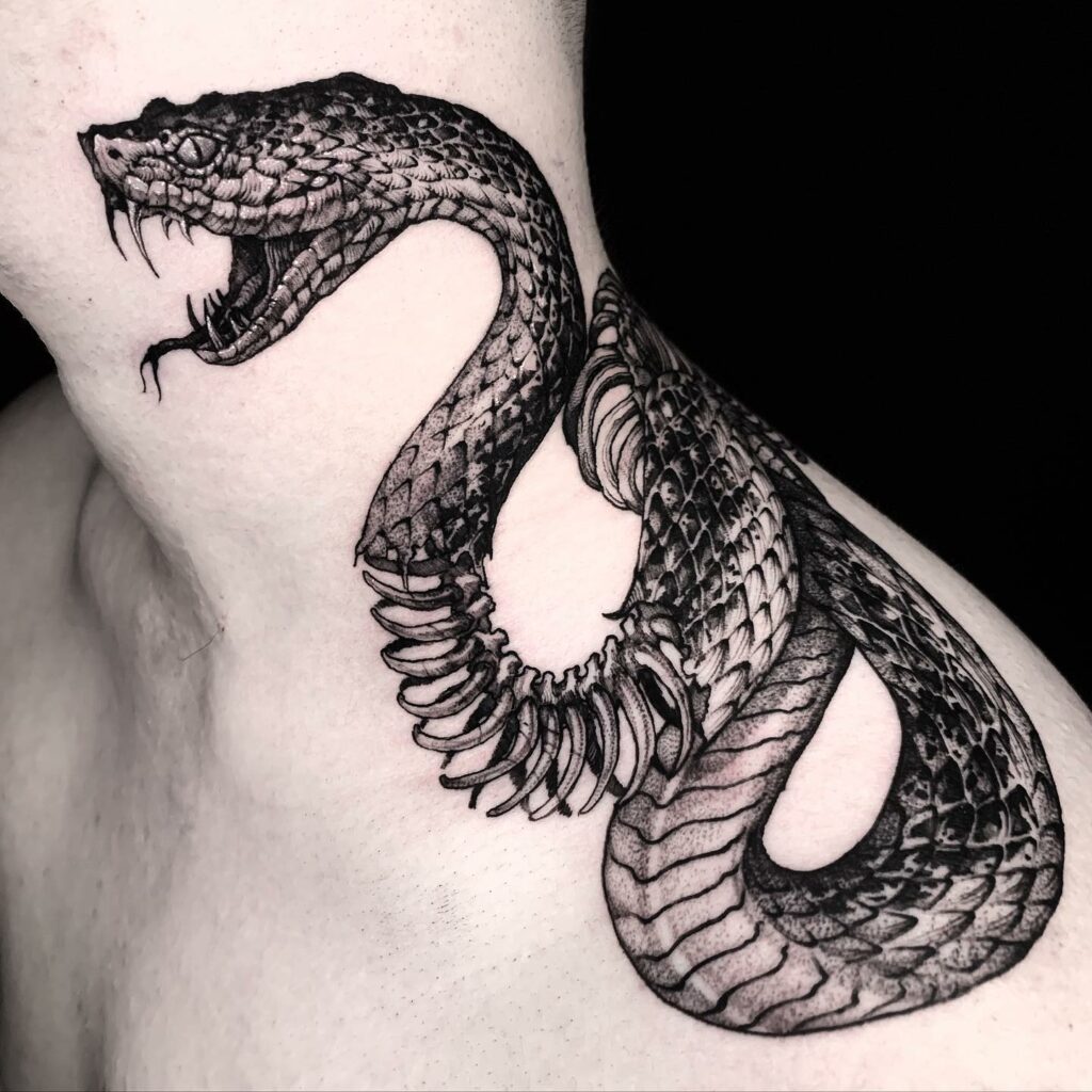 My healed snake skeleton by Yintat at Studio Yasaeng in Seoul South Korea   rtattoos