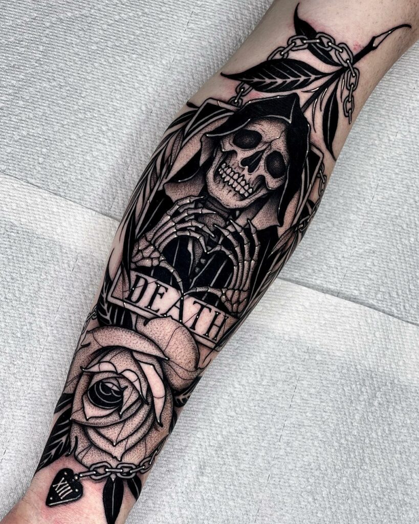 Skull And Rose Tattoo