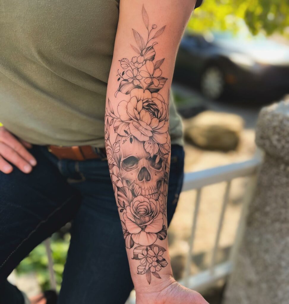 Skull Forearm Tattoo For Women