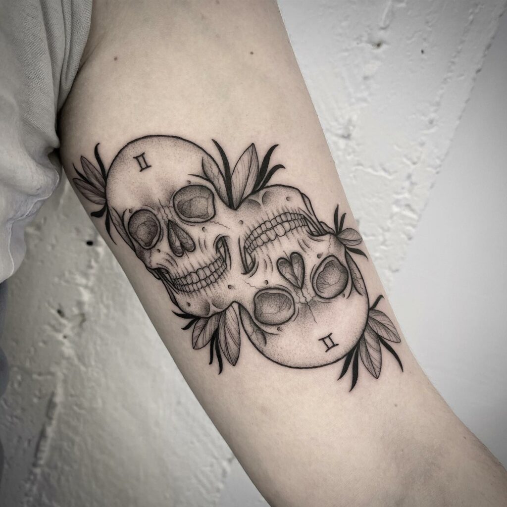 Skull Head Gemini Tattoo