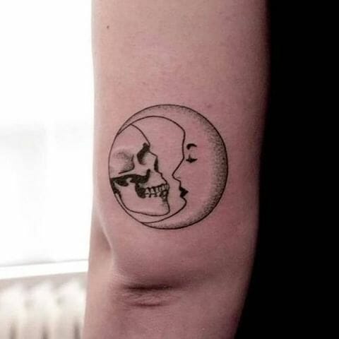 Skull and Moon Tattoo