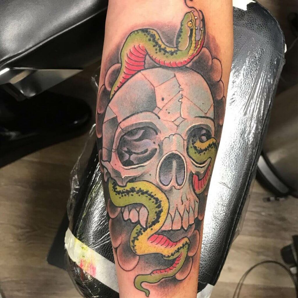 Neo trad skull and dagger by  Nevermore Tattoo Parlour  Facebook