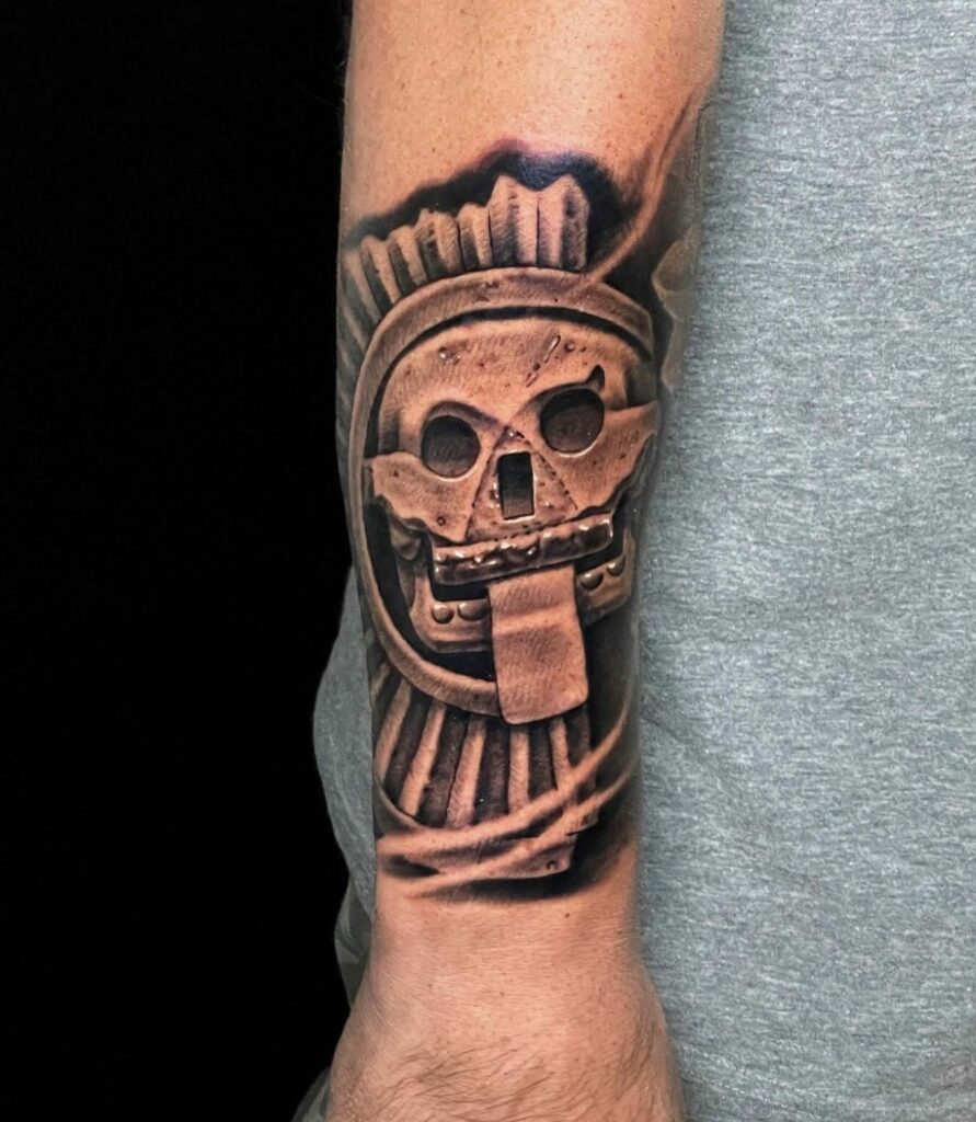Small Aztec Skull Tattoo