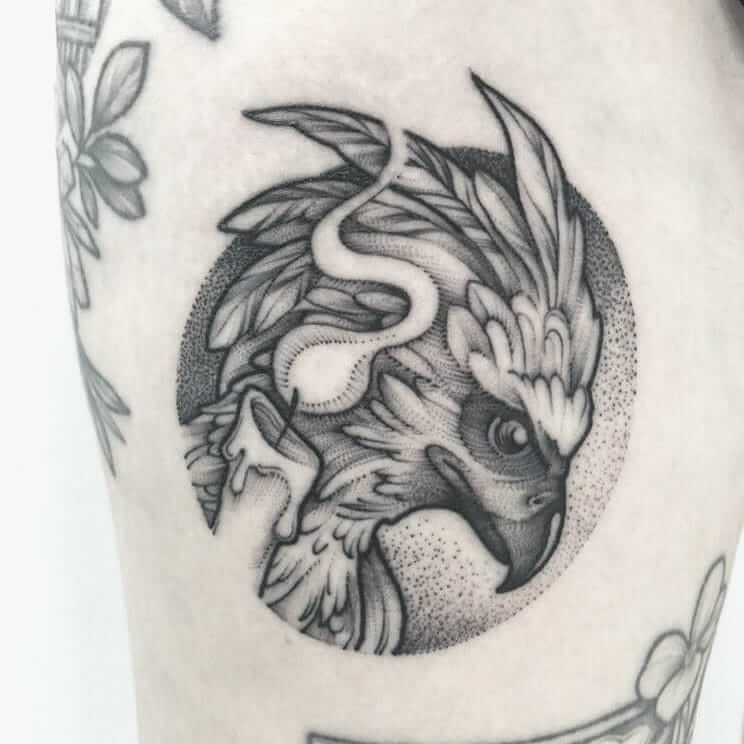 Small Black And White Fawkes Tattoo