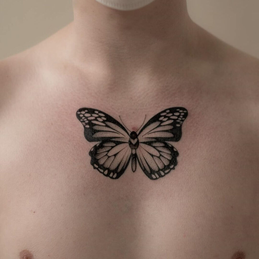 Small Black Monarch Butterfly Tattoo Designs