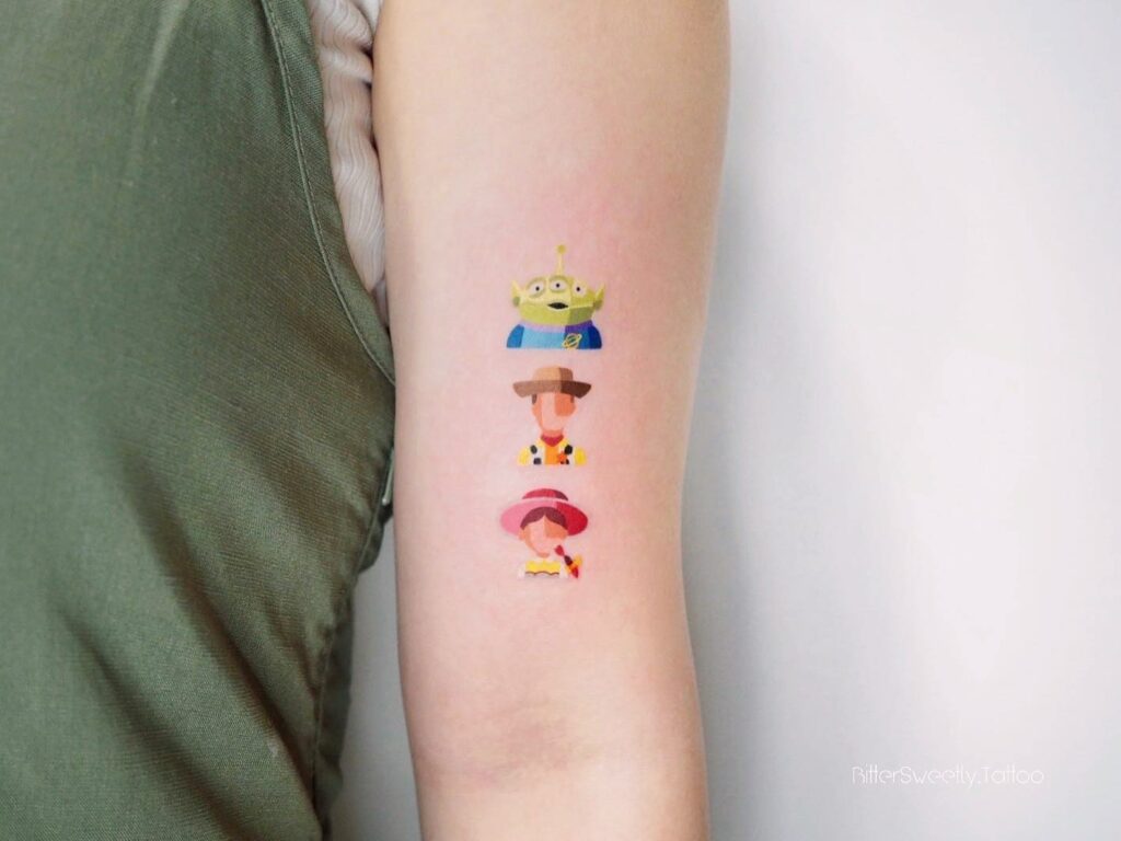 Small Colorful Tattoos Of Animated Characters