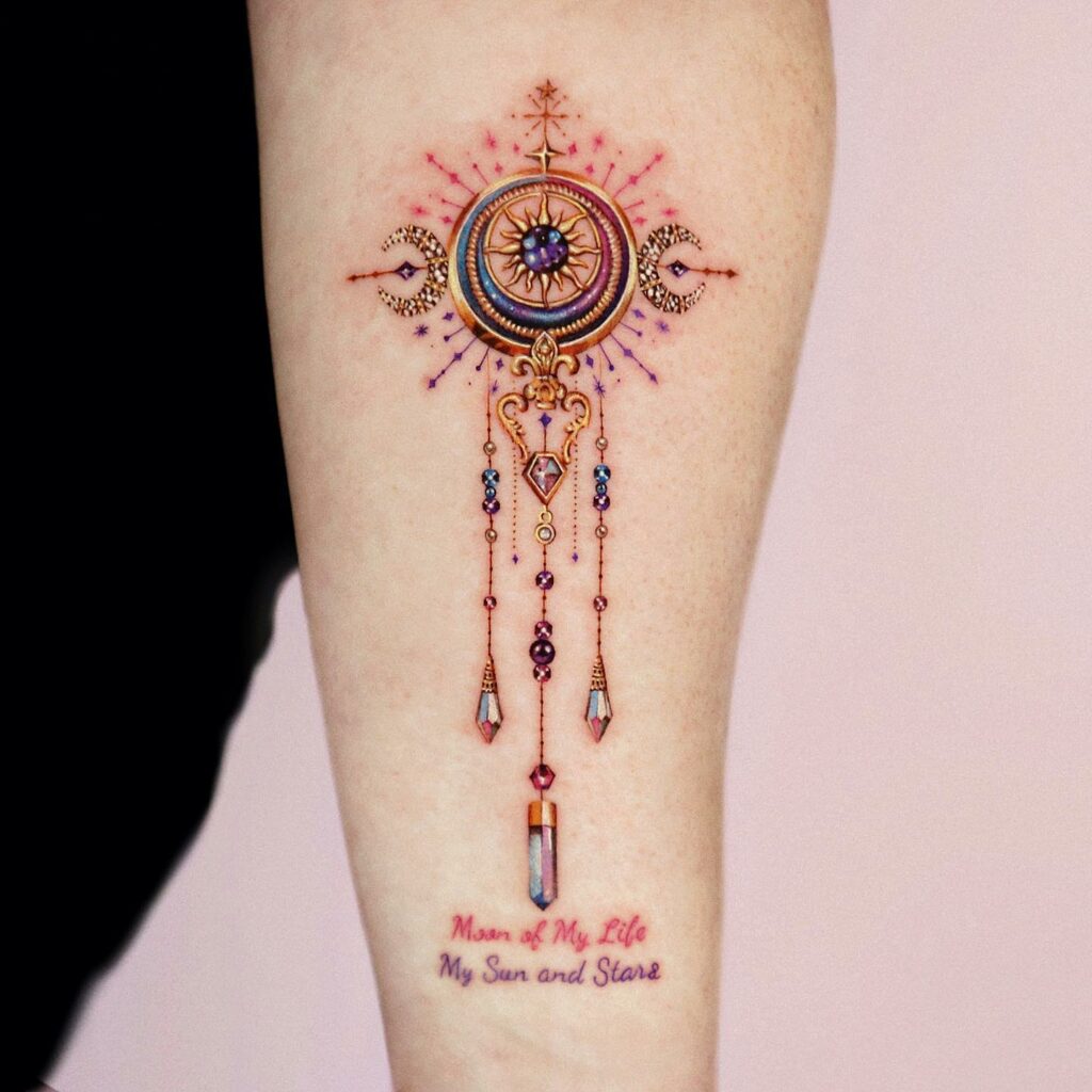 Buy Dream Catcher Totem Crescent Sun Moon Tattoo Lotus Feather Online in  India  Etsy