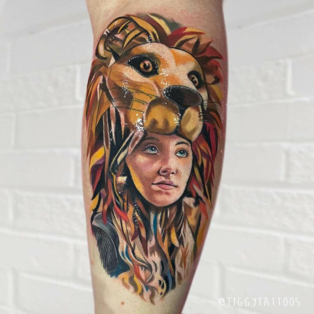Smart Tattoo Artist Combines Luna Lovegood With The Gryffindor Lion