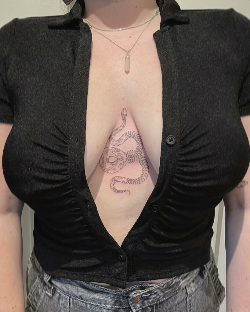 Snake Tattoo Under Boob Tattoo