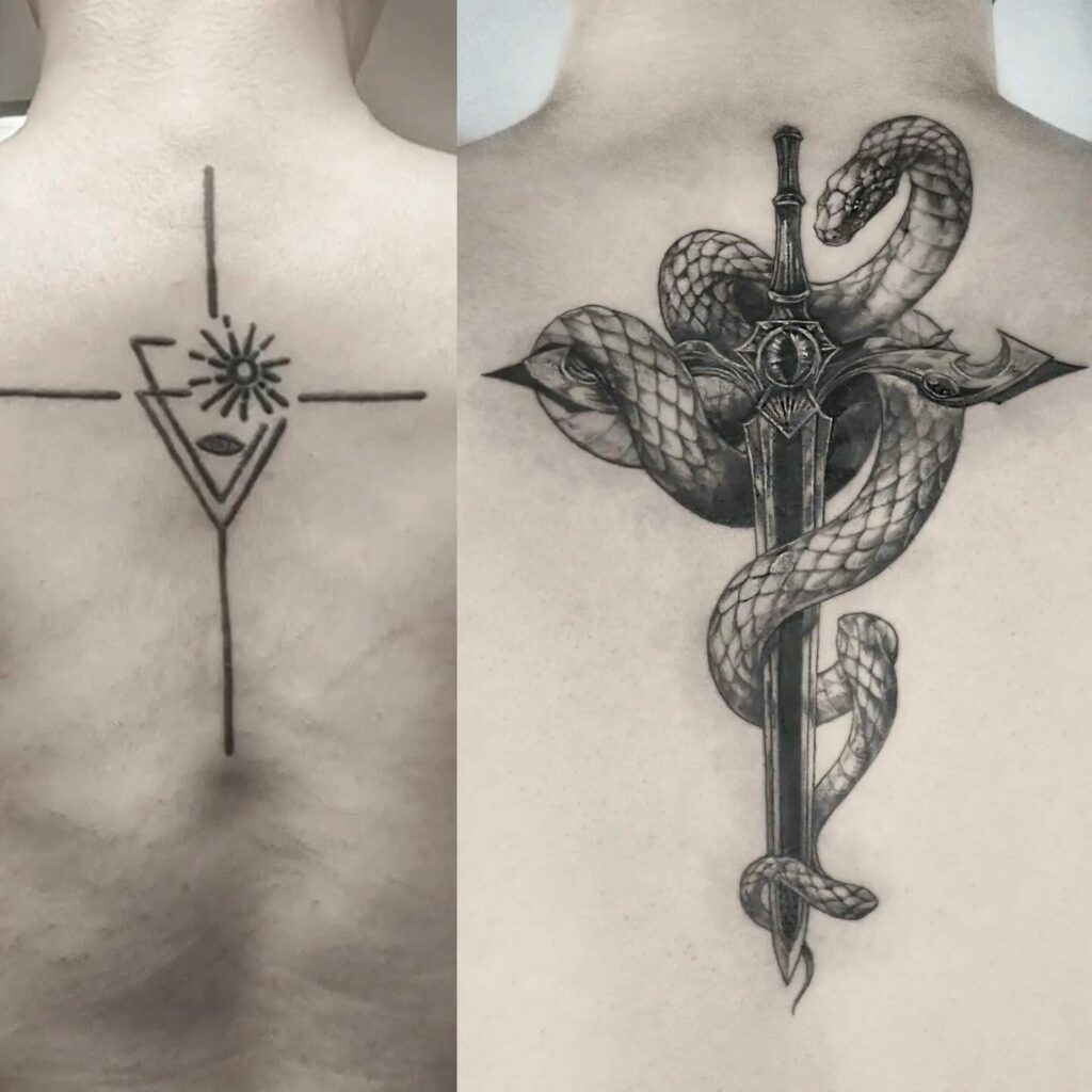 Snake X Sword Previous Tattoo Cover-Up Work