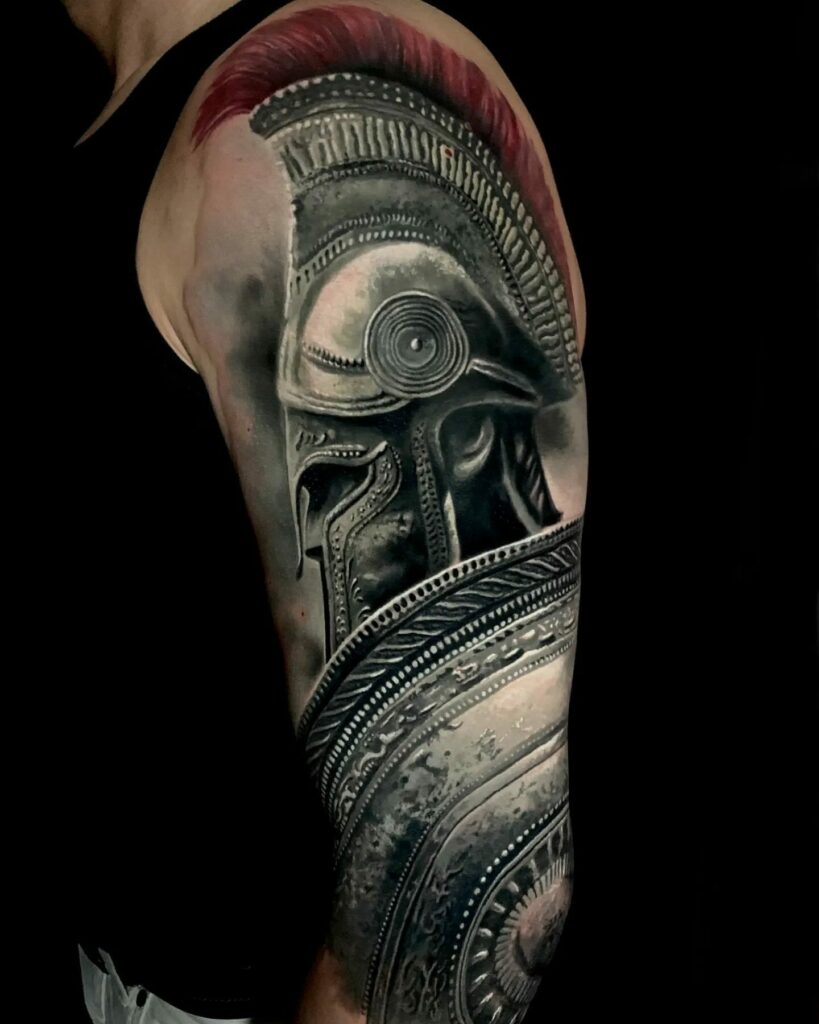 Tattoo uploaded by Miras Snower Pliczka • Spartan warrior #spartan #warrior  #tattoo #blackandgrey • Tattoodo