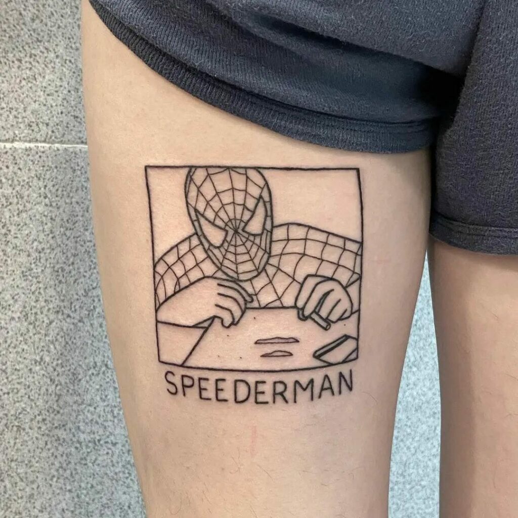 Spiderman In a Box Tattoo