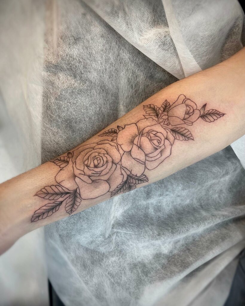 Stencil Realistic Rose Tattoo Outline