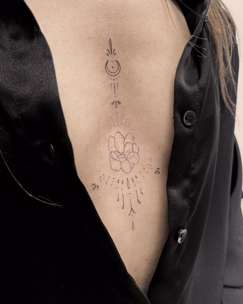 Sternum Tattoo Under Breast Tattoos Designs