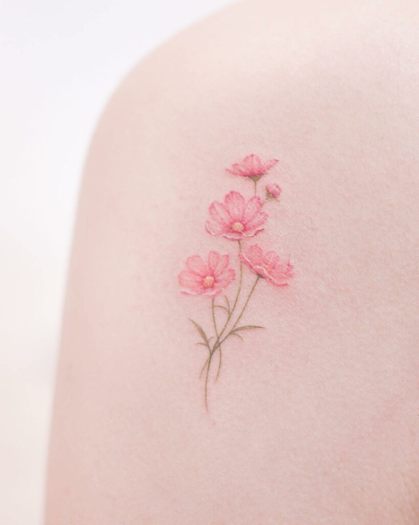 46 Meaningful Cosmos Flower Tattoo Ideas for 2023