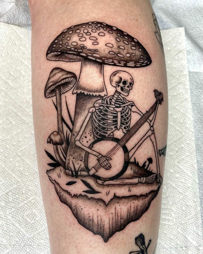 Stunning Blackwork Banjo Tattoo