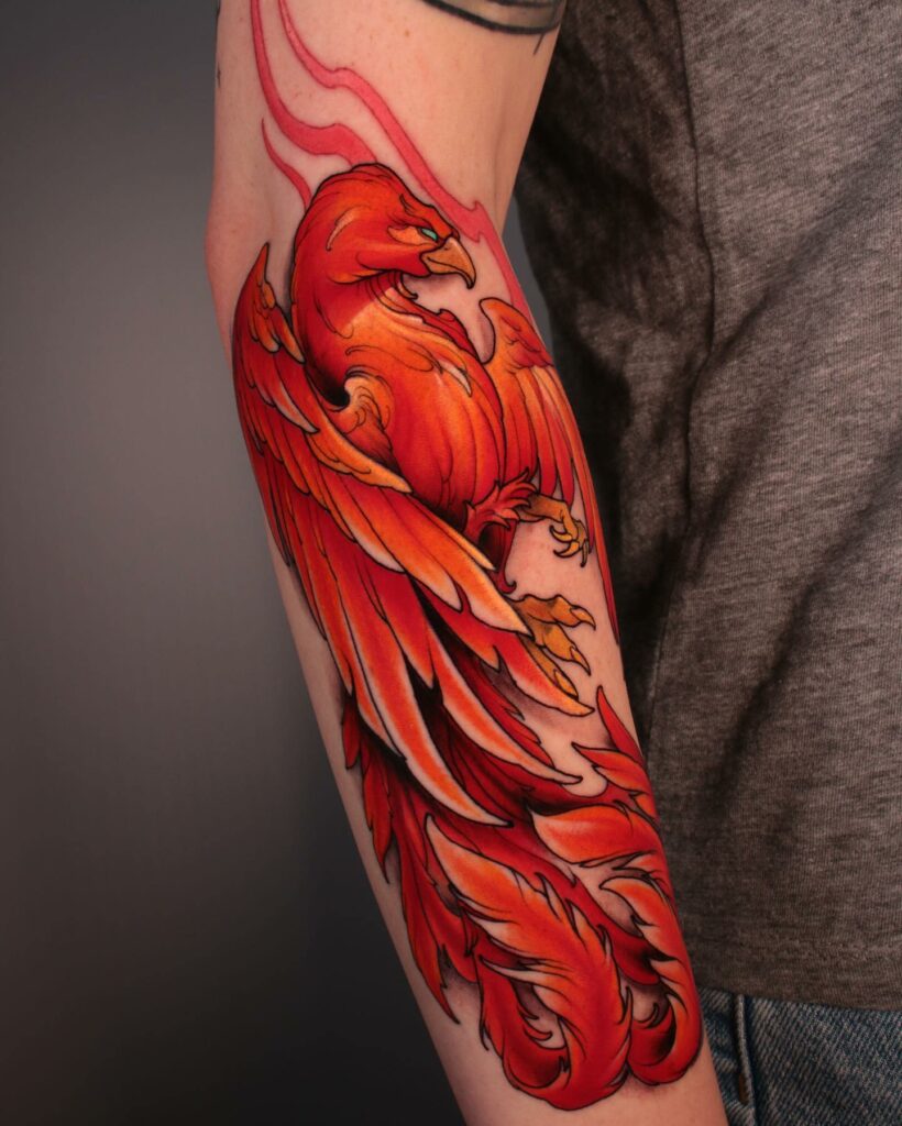Stunning Male Rebirth Phoenix Tattoo Forearm Ideas