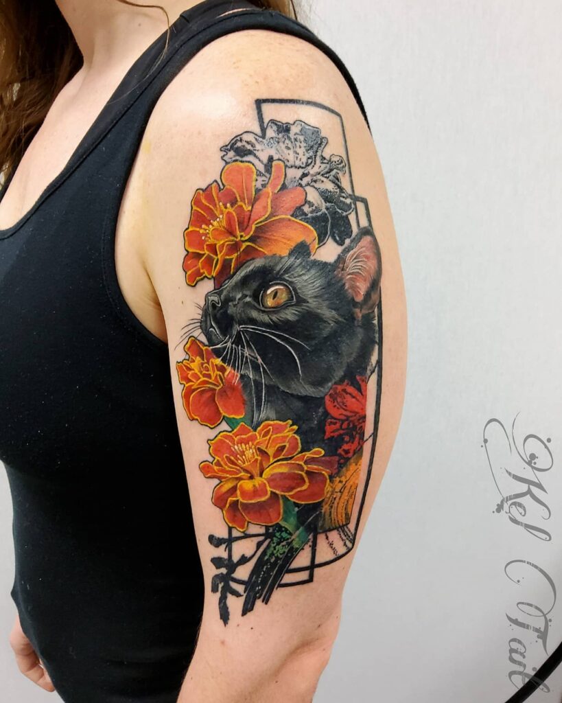 Stunning Marigold Tattoo Ideas With Other Objects Or Figures