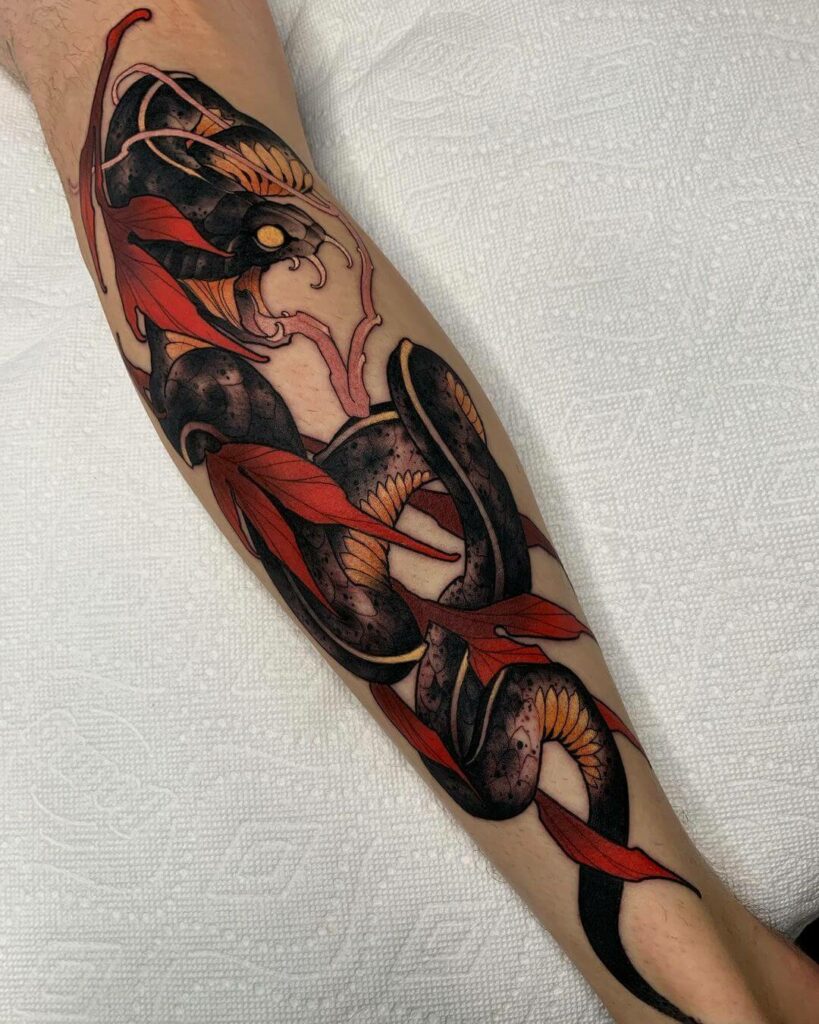 Stunning Neo Traditional Snake Tattoo