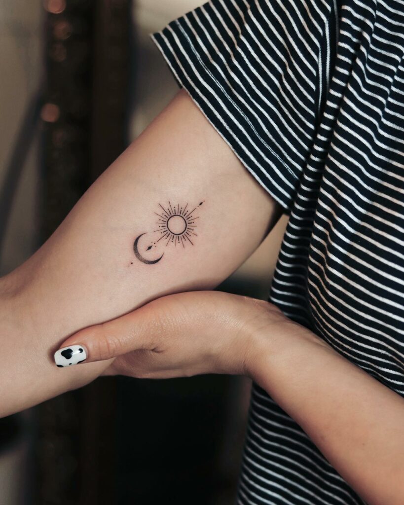 Sun And Moon Minimalist Tattoo