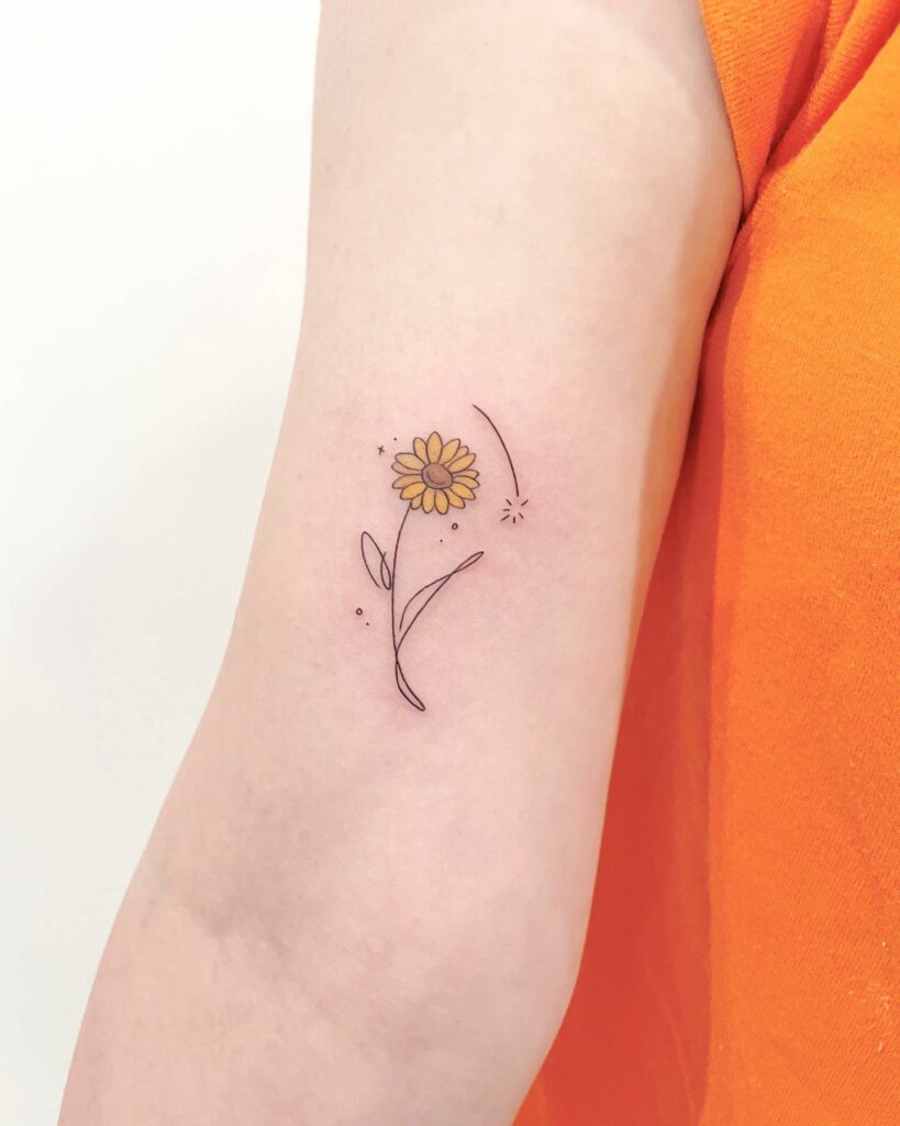 Sunflower Tattoo Minimalist Style